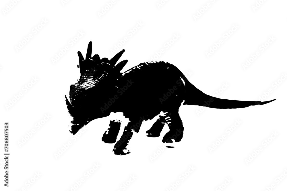 Fototapeta premium black dinosaur silhouette isolated on white background, model of dinosaurs toys