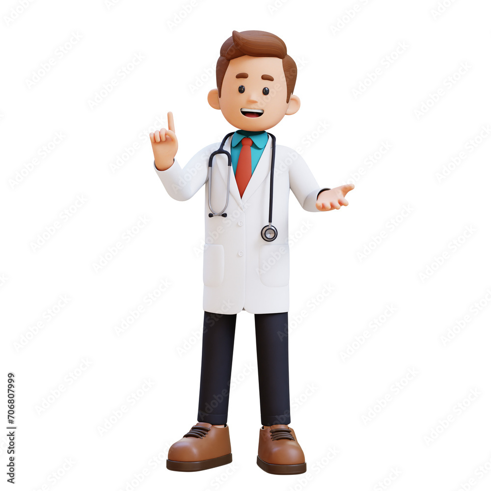 3D Doctor Character Explaining Pose. Suitable for Medical content 3D Doctor Character Explaining Pose. Suitable for Medical content