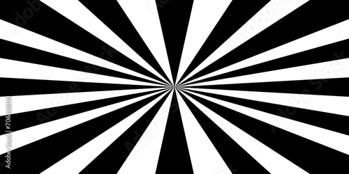 Black and white abstract swirl pattern, circle line. Abstract optical illusion spiral, black sunburst background