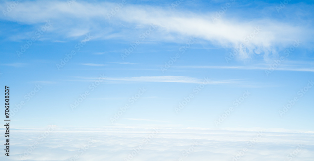 Sky Cloud Background Window Plane View Air White blue Cloudy High Clear Sunny Landscape Space Beautiful Cumulus Light sun Day Fluffy Scene Landscape Wind Bright Nature Spring Freedom Pattern Summer.