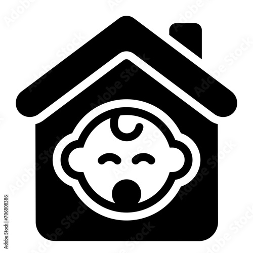Orphanage building kid baby icon