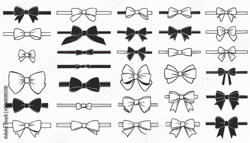 Simple Hand Drawn Ribbon Bow Collection for Decoration