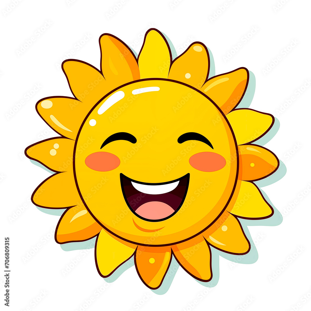 Happy, cheerful sun smiles. Isolated on a transparent background.