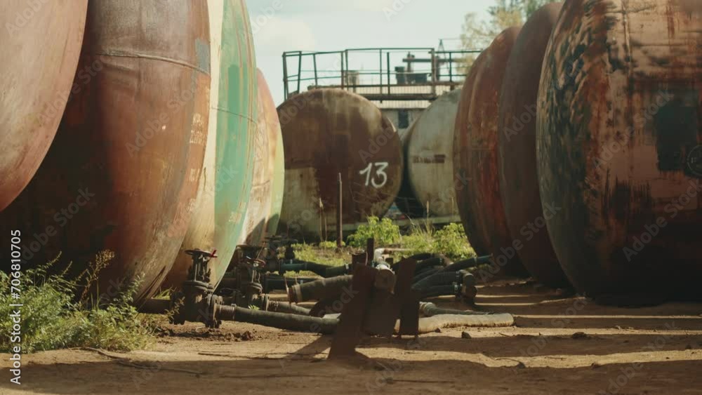 Big barrel with petroleum oil, Industrial view at oil gas refinery plant form industry zone, crude black oil factory pipeline Big barrel with petroleum oil, Industrial view at oil gas refinery plant form industry zone, crude black oil factory pipeline