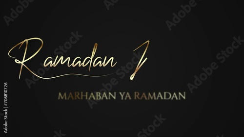 Ramadan Kareem and Marhaban ya Ramadan with golden handwritten animation photo