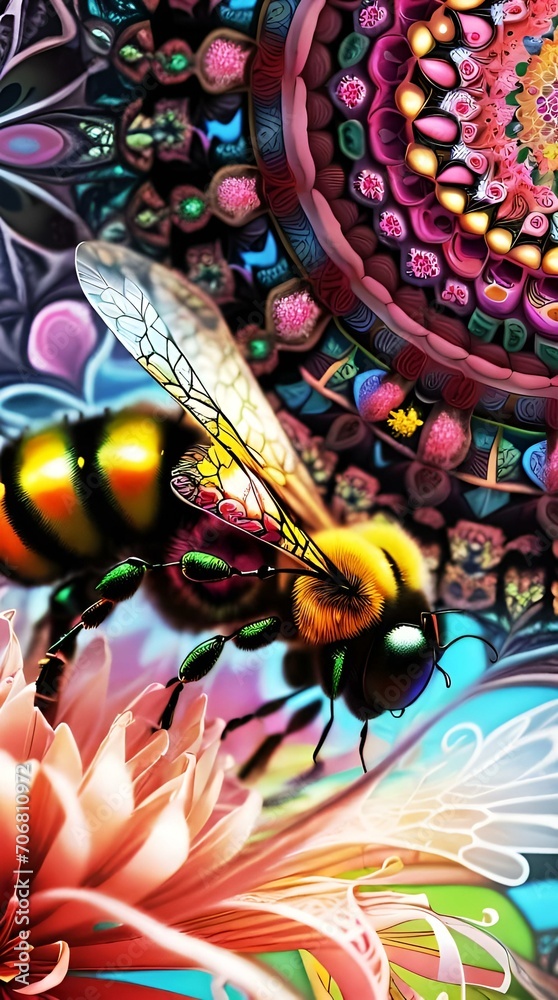Illustration of a butterfly perched on a colorful balloon.