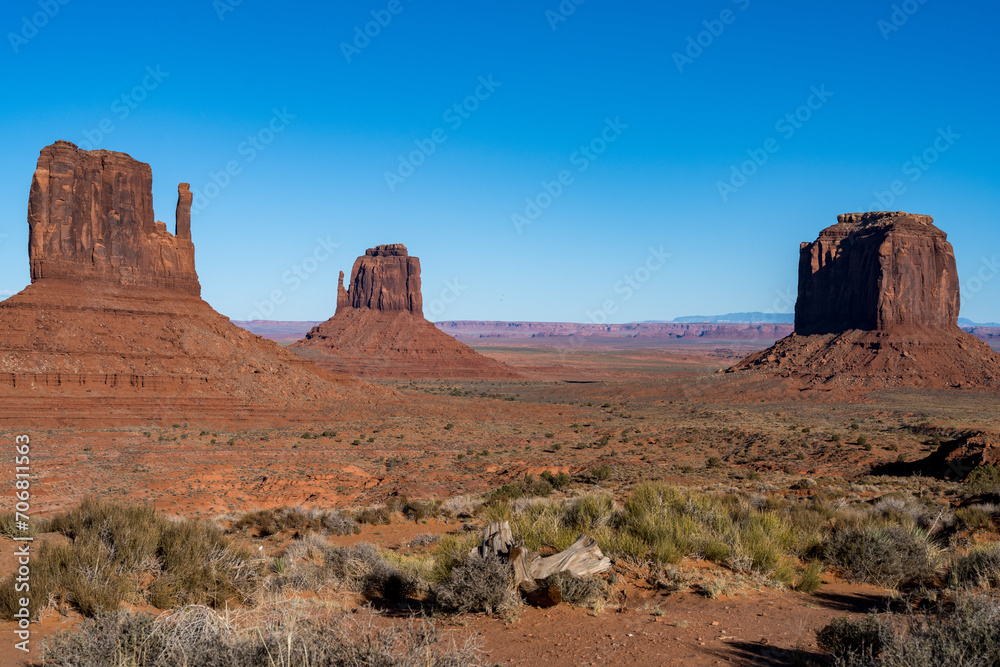 West and East Mittens with Merrick Butte Monument Valley West and East Mittens with Merrick Butte Monument Valley