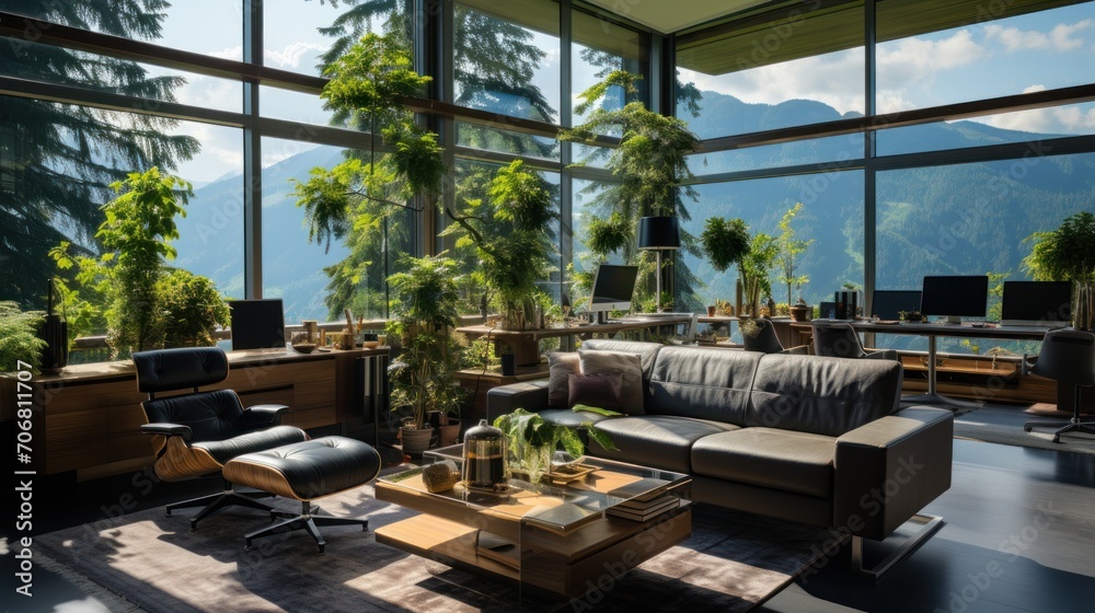 Fototapeta premium Modern office interior with a natural concept
