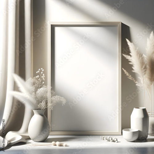 Minimal frame mockup for photo, print, painting, artwork presentation
