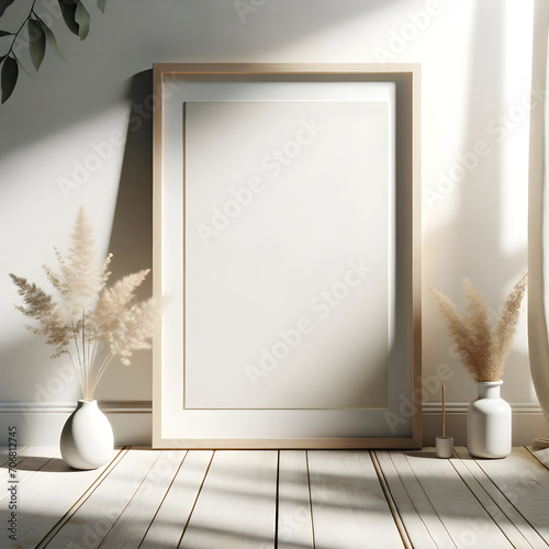Minimal frame mockup for photo, print, painting, artwork presentation