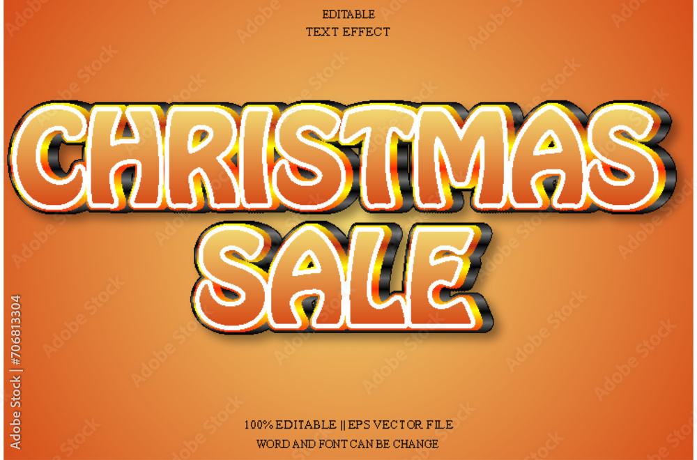 Christmas Sale Editable Text Effect Emboss Gradient Style