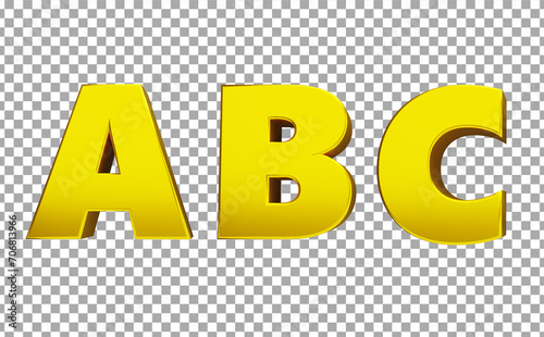 3d gold rendering luxury letters A  B  C alphabet with transparent background png