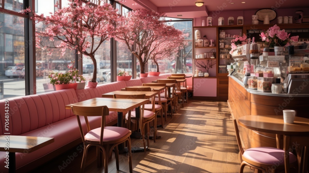 Pink themed coffee shop