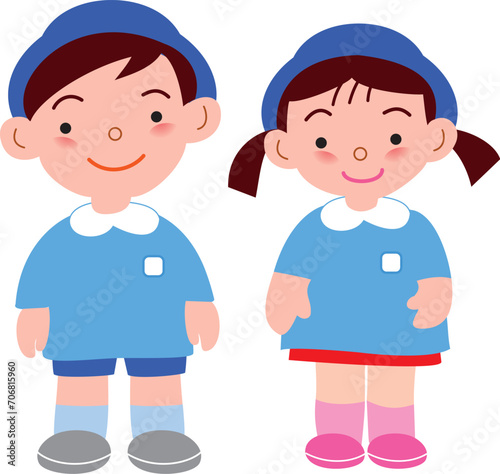 男の子と女の子の園児