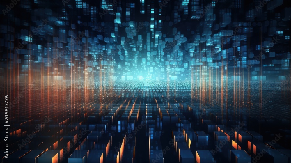 Obraz premium Technology Particle in the structure of IT data processing Background