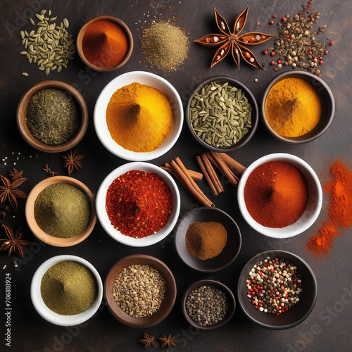 spices and herbs spices and herbs on wooden table  