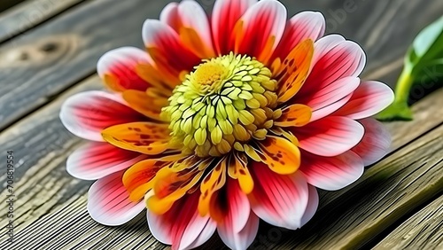 pink and yellow dahlia flower