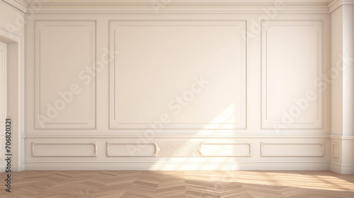 Fototapeta Naklejka Na Ścianę i Meble -  empty luxury beige white wall room white door