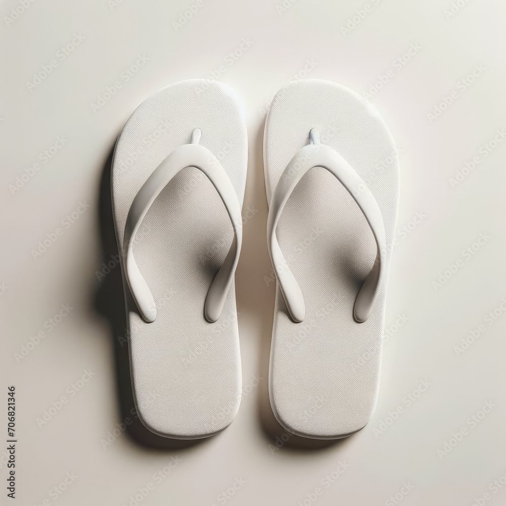 Blank Flip Flops Mockup on Plain Background Blank Flip Flops Mockup on Plain Background