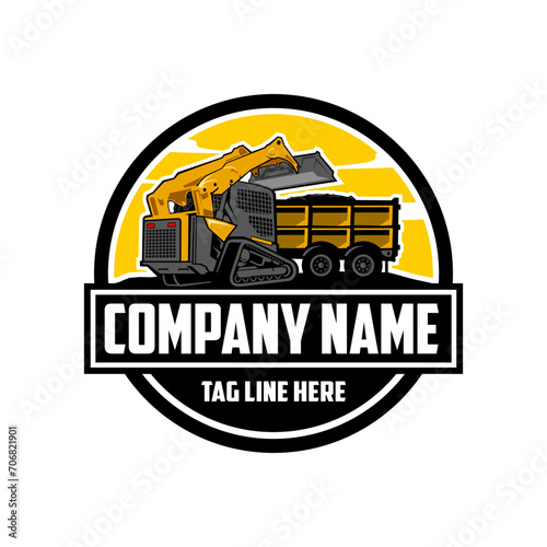 construction machine, Skid steer loader company  logo vector image