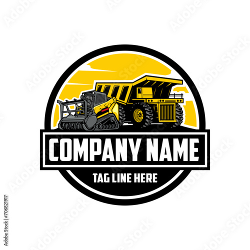 construction machine, Skid steer loader, truck company  logo vector image