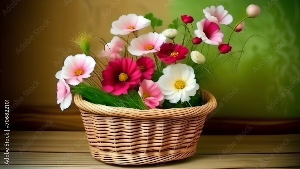 Obraz premium bouquet of tulips in basket