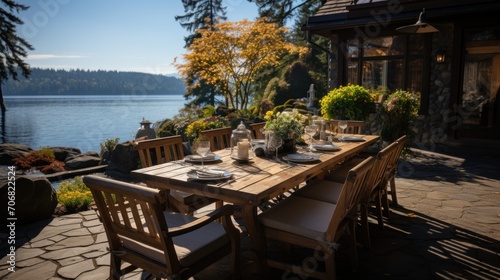 Wallpaper Mural romantic outdoor dining area with lake views Torontodigital.ca