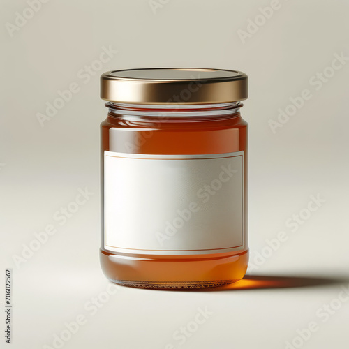 Blank Label Honey Jar Mockup on Neutral Background