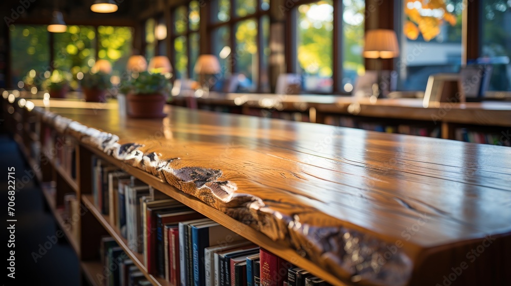 row of reading tables in the library