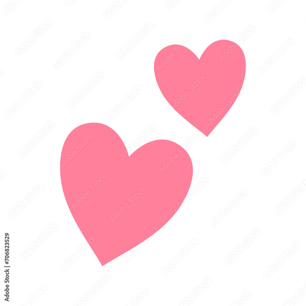 Vector illustrated heart icons on white background