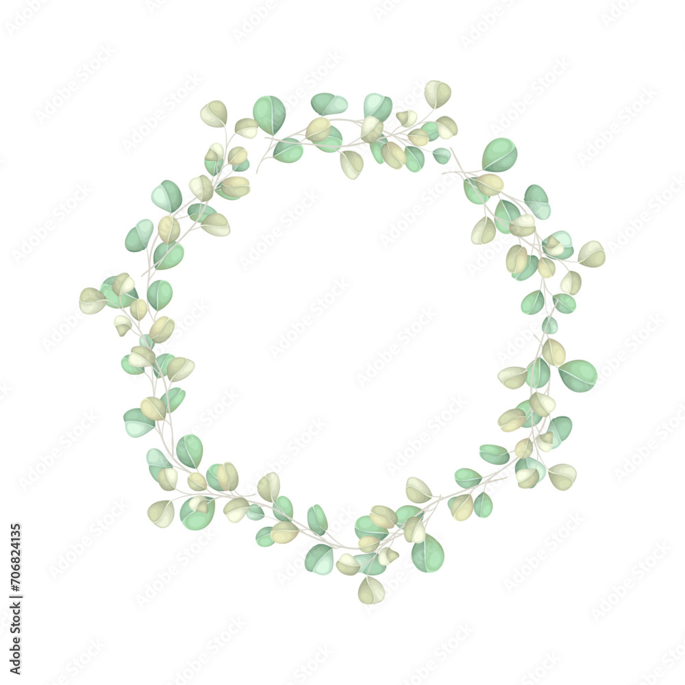 Obraz premium Vector round botanical frame isolated on a white background
