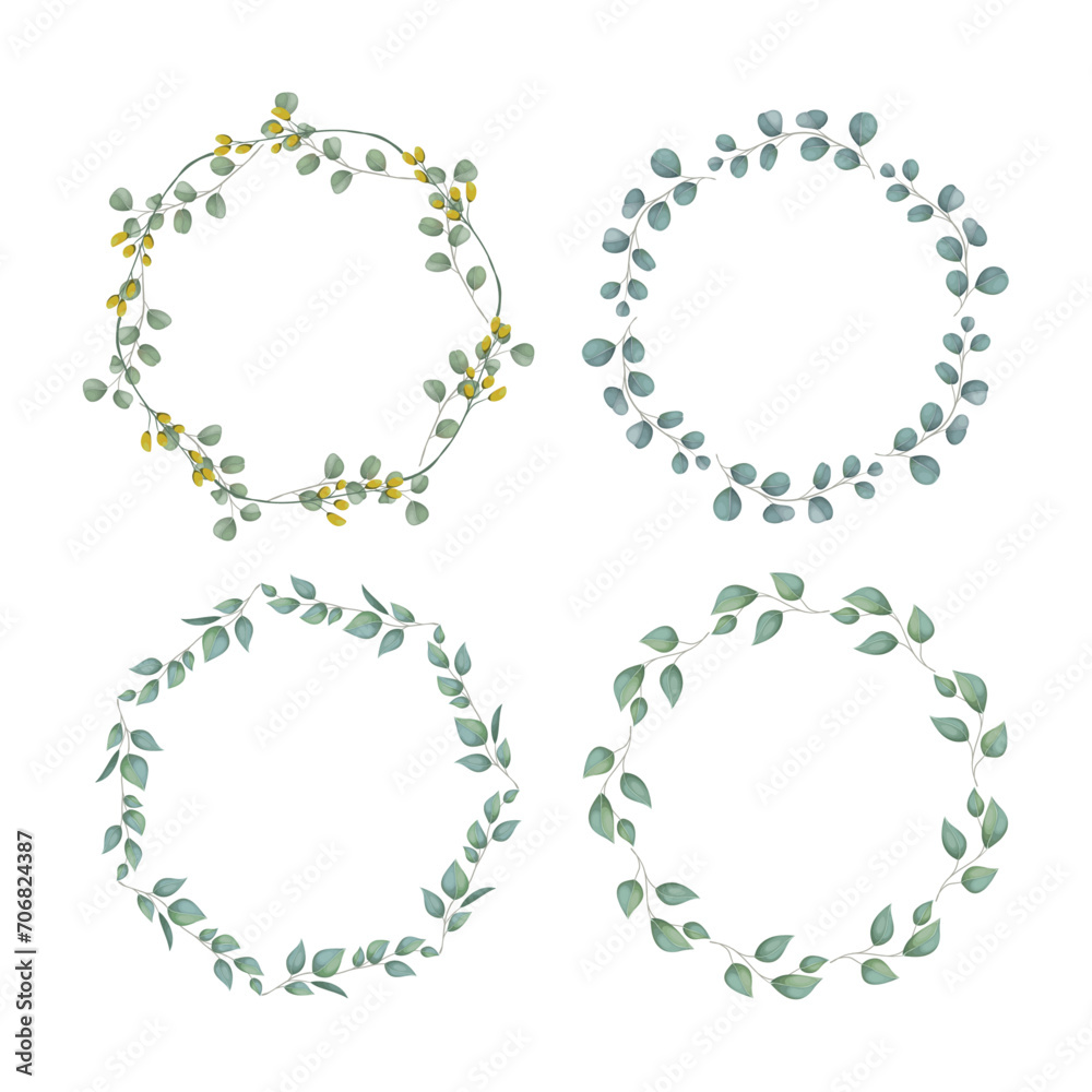 vector hand drawn leaves wreath background design vector hand drawn leaves wreath background design