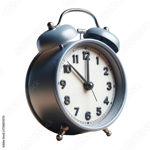 Alarm Clock in Side View on Plain Background