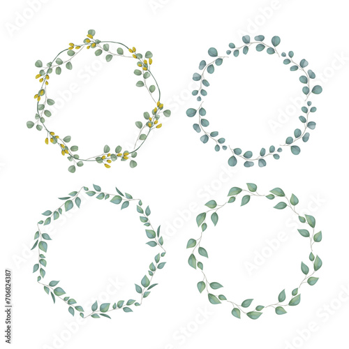 vector hand drawn leaves wreath background design