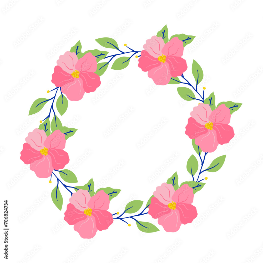 Vector flat floral wreaths on white background