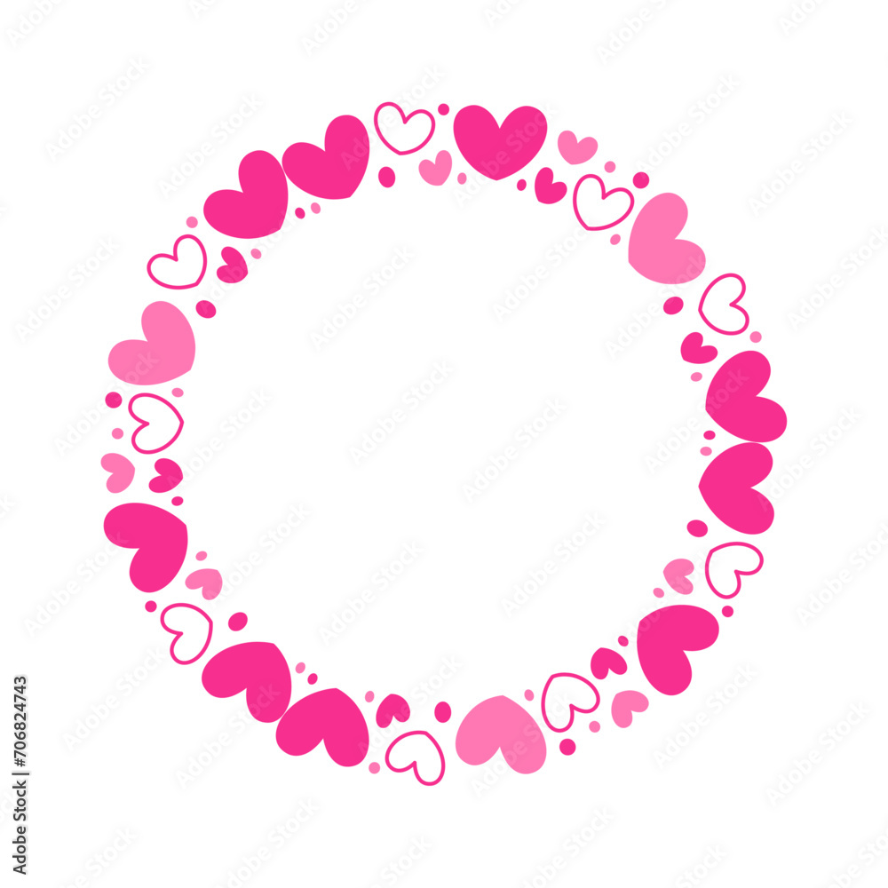 Vector hand drawn hearts border and frame Vector hand drawn hearts border and frame