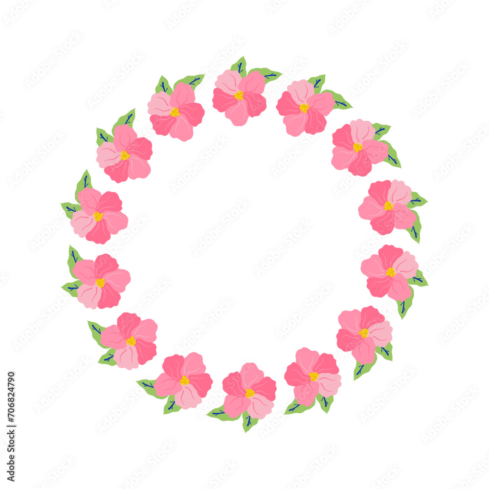 Vector flat floral wreaths on white background