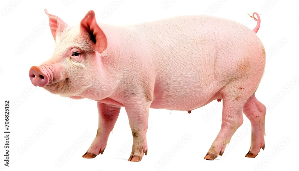 A big pink pig that is clean and ready to be cut out from a white background A big pink pig that is clean and ready to be cut out from a white background