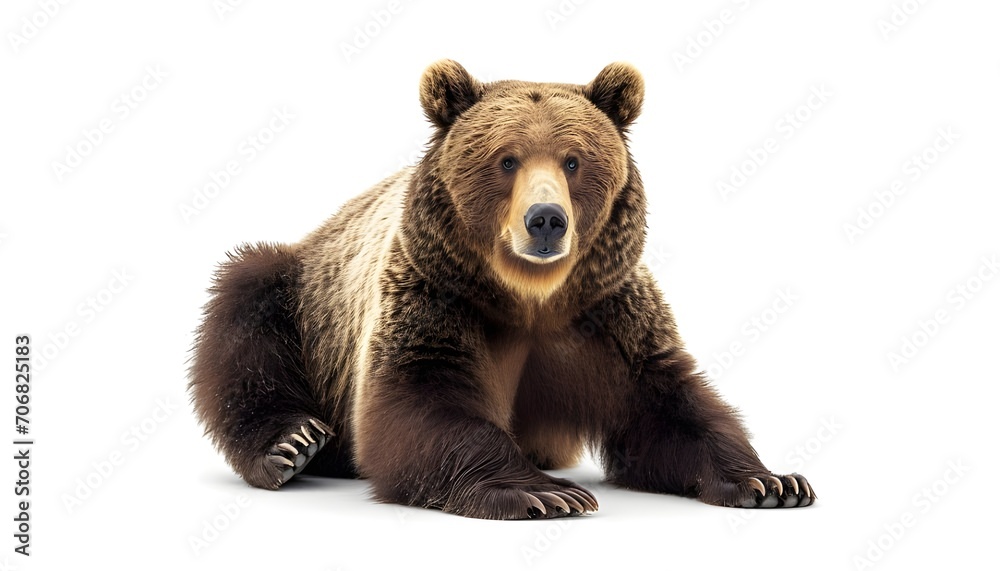 Fototapeta premium Sitting bear on a white background