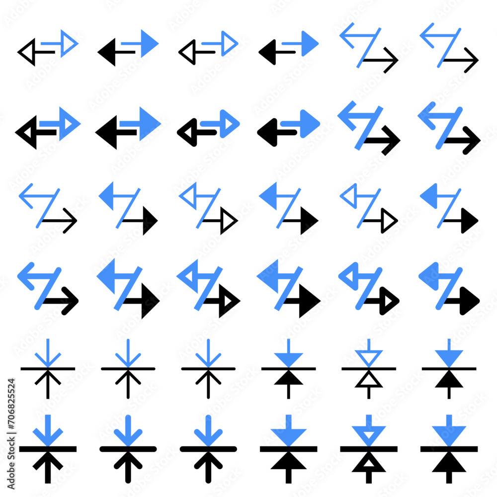 Arrow icon related to the direction of confrontation and collision.
Arrow icon related to the direction of confrontation and collision.