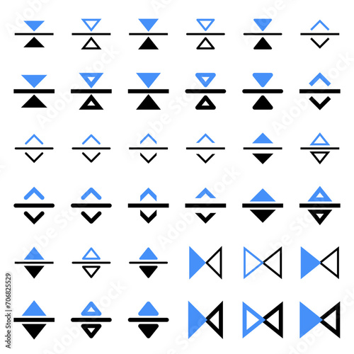 Arrow icon related to the direction of confrontation and collision.
