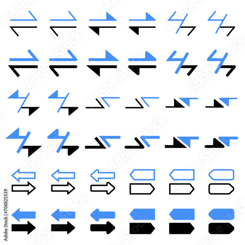 Arrow icon related to the direction of confrontation and collision.
