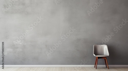 Gray room walls With simple furniture that plays with light and shadow. For writing messages and using them for architectural work.