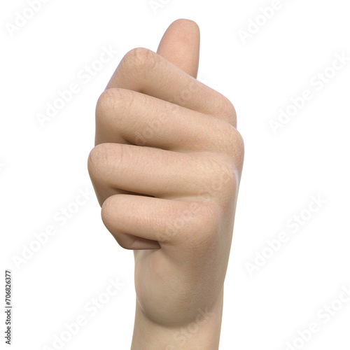 親指を立ててイイねのハンドサインをしている手を正面から見た3Dのイラスト素材