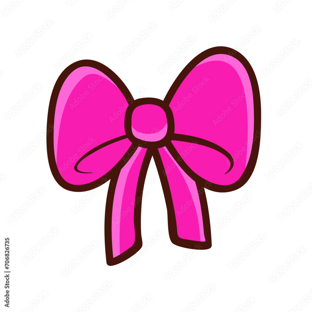 Vector pink ribbon bow decorative on white