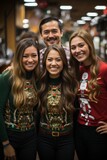  Group of office employees donning holiday-themed costumes and spreading holiday cheer during the Christmas party, Generative AI