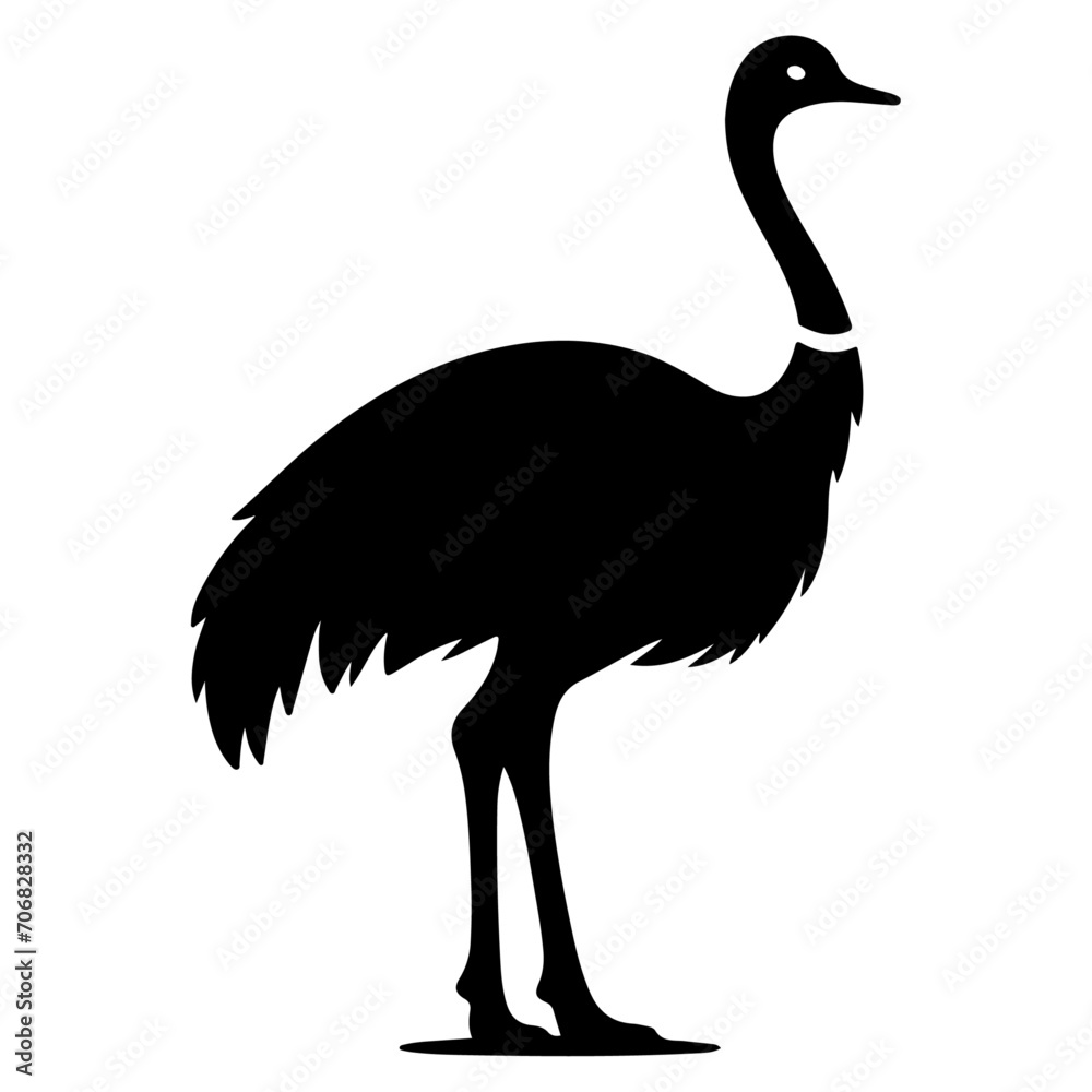 Fototapeta premium minimal ostrich bird vector silhouette, black color silhouette