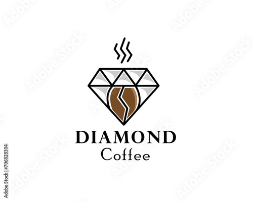 elegant premium diamond coffee bean logo icon symbol design template illustration inspiration