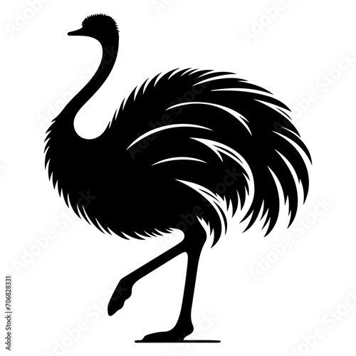 minimal ostrich bird vector silhouette, black color silhouette
