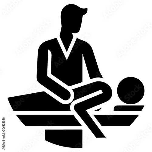 Physical therapist icon vector silhouette, black color silhouette